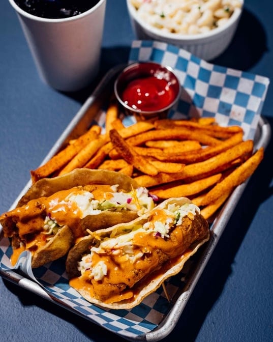 Fish Tacos W/ Chips (Fries).